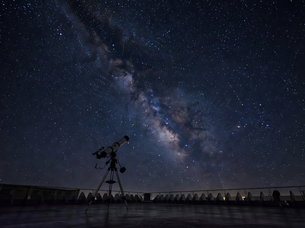Observation Deck 82 Night View with Stars and Telescope