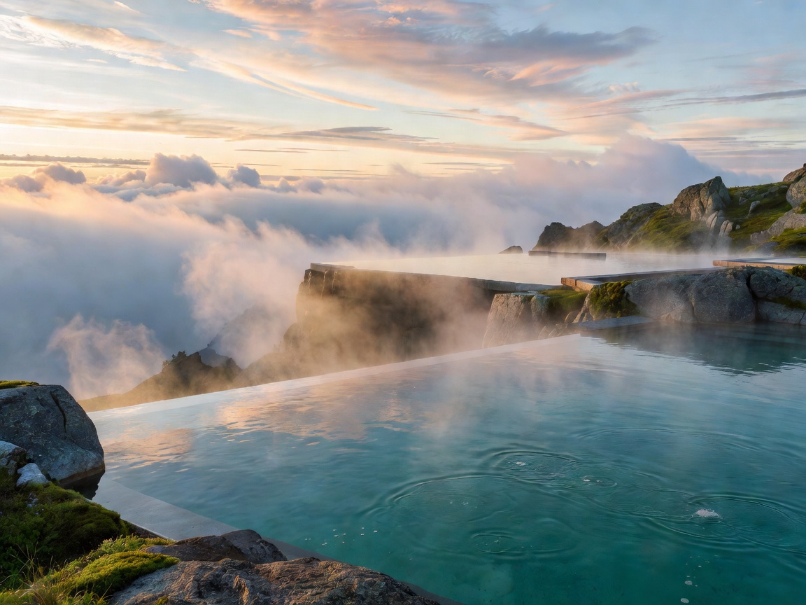 Thermal Mist Hydrotherapy Infinity Pools overlooking clouds